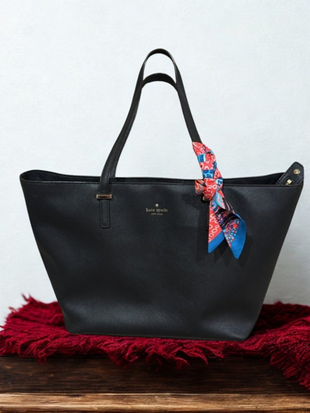 Kate Spade Black Tote w Scarf